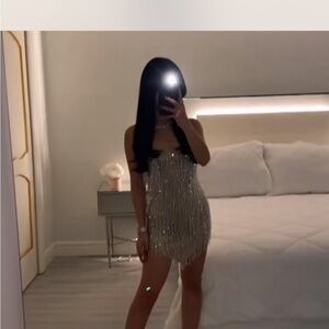 Silver Fringe Mini Dress